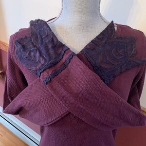 SOLD-Rare Free People Last Dance Goth Sexy Lace Cuff Thermal Purple L